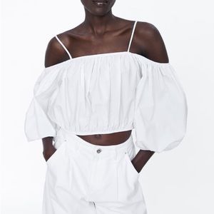 NWT Zara Combination Ballon Sleeve Crop Top